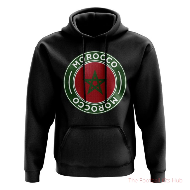 Men Morocco Football Badge Hoodie (Black)