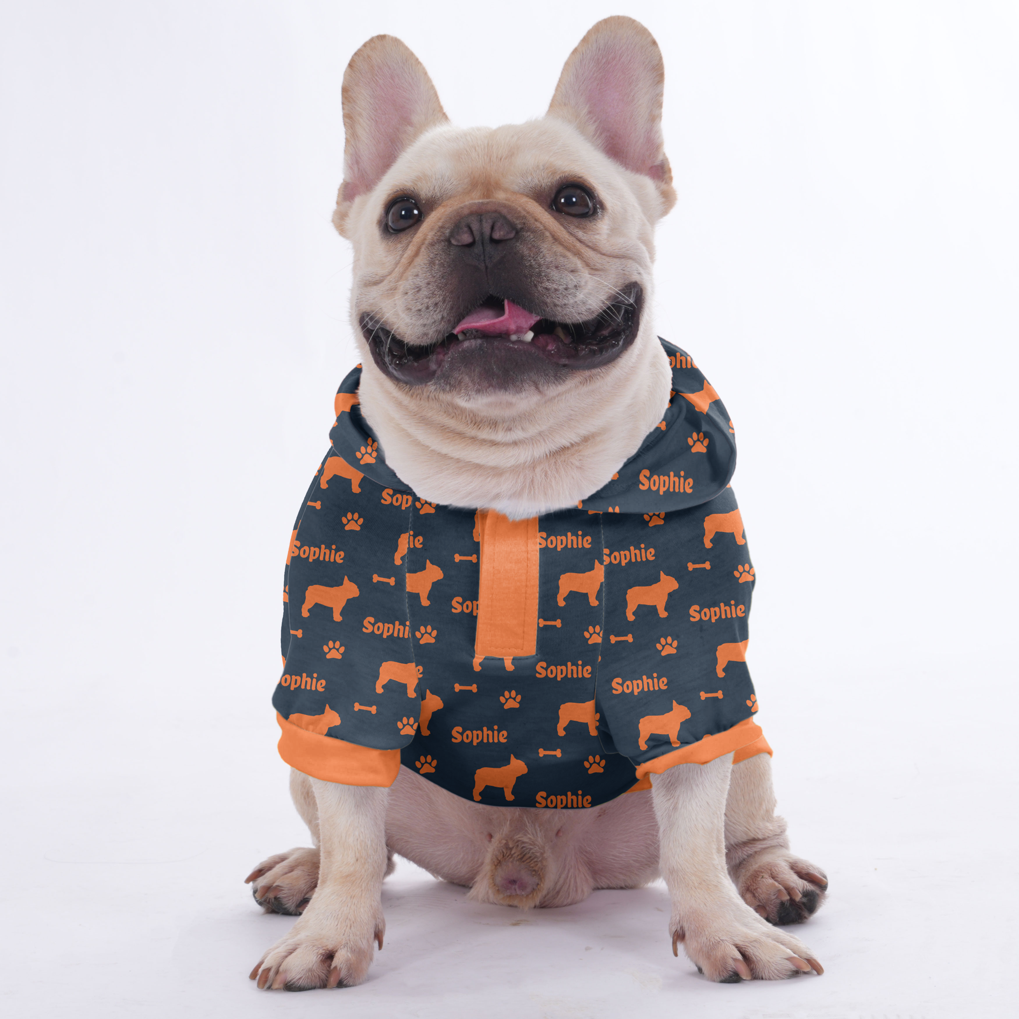 Comfortable Custom Hoodies For French Bulldogs With Your Pet's Name P...