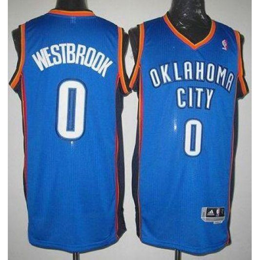 Collector's Item Professional Men's OKC #0 Russell Blue Basketball Jersey