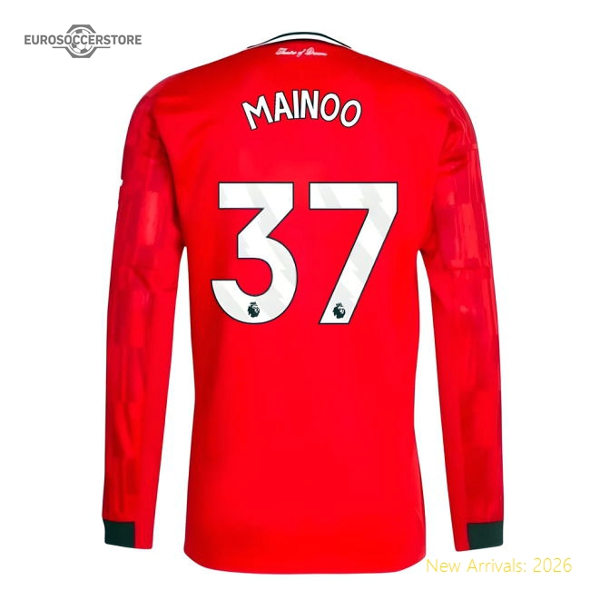2025-2026 Man Utd Long Sleeve Home Shirt (Mainoo 37)