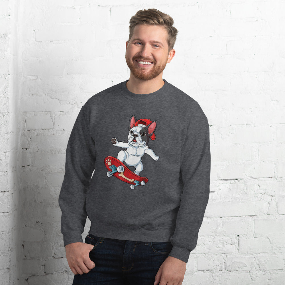 Frenchie with skiboard - Unisex Sweatshirt