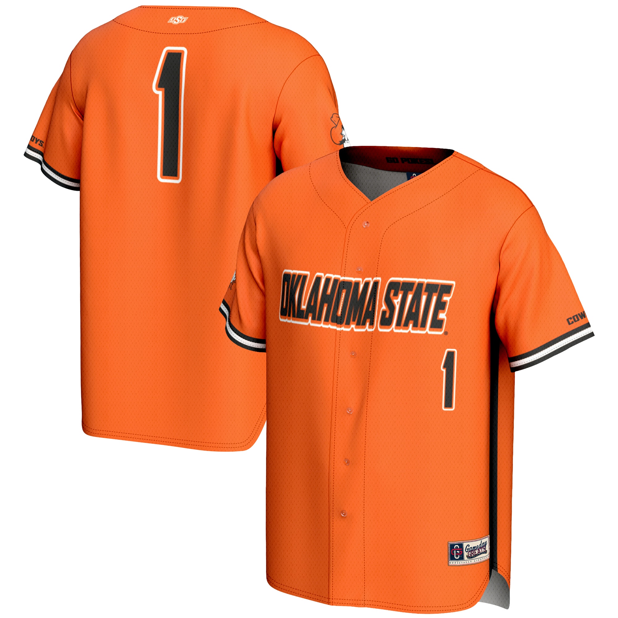 [NJP] Oklahoma State Cowboys GameDay Greats Youth Lightweight Baseball Fashion Jersey - Orange