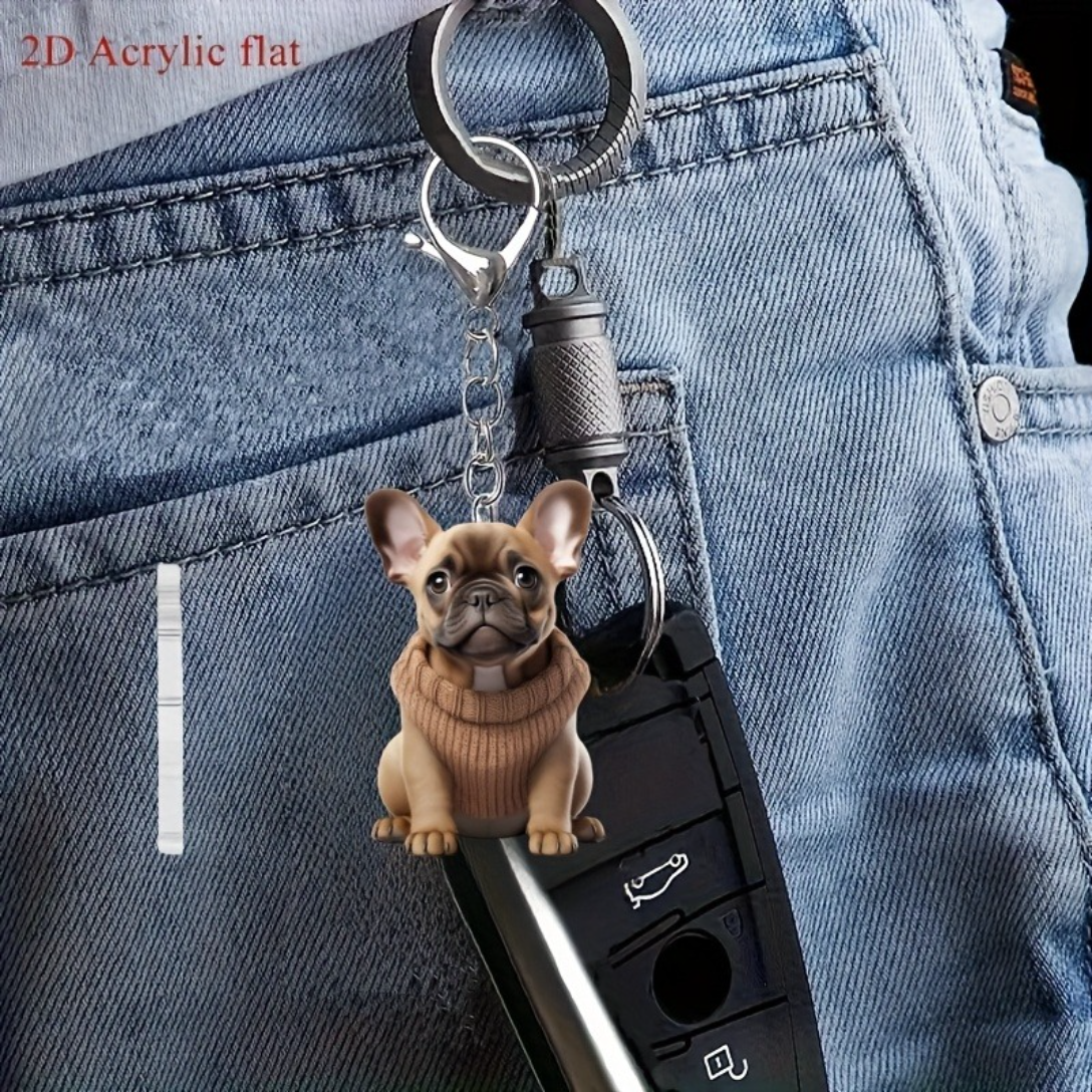 French Bulldog Lover French Bulldog Keychain – Cute 2d Acrylic Ornament Cute Wall Art