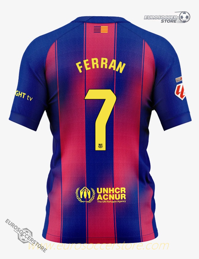 Barcelona's 25-26 Home Jersey with FERRAN 7 Printing