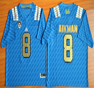 Men's None Blue 2015 moisture wicking Troy Aikman #8 game day Jersey