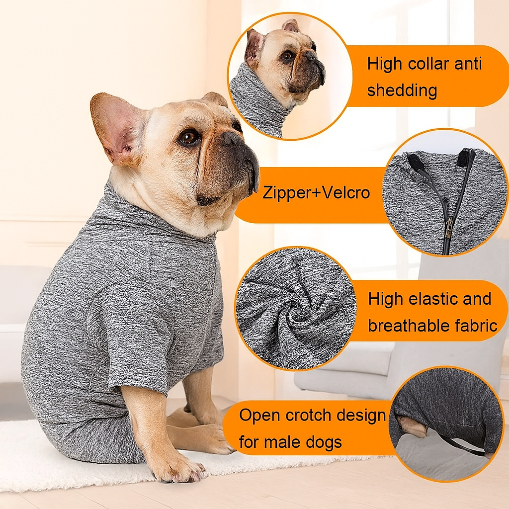 FurFlex Frenchie Recovery Bodysuit – Soft Elastic Breathable 4-Legged Suit