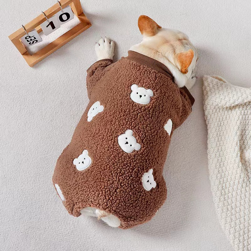 Pet-Lover Bearhug Frenchie Warm Cloth Bear Style Jumpsuit for Pet