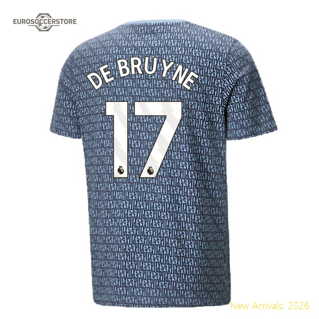 2024-2025 Man City ftblCulture Tee AOP (Navy) - Kids (De Bruyne 17)