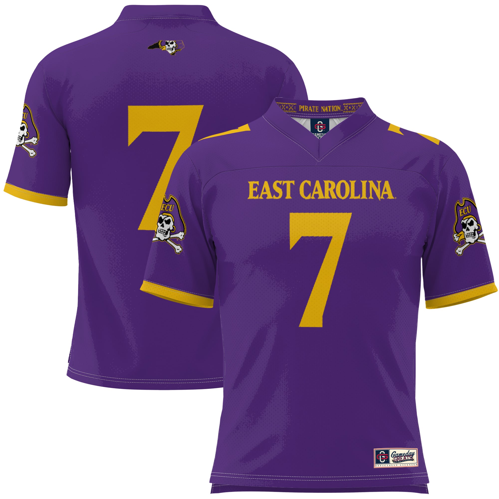 Youth #1 Purple ECU Pirates Football Jersey