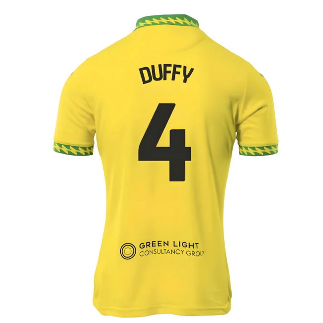 Match Day Norwich Norwich City Home Shirt Duffy #4 Match Quality M...