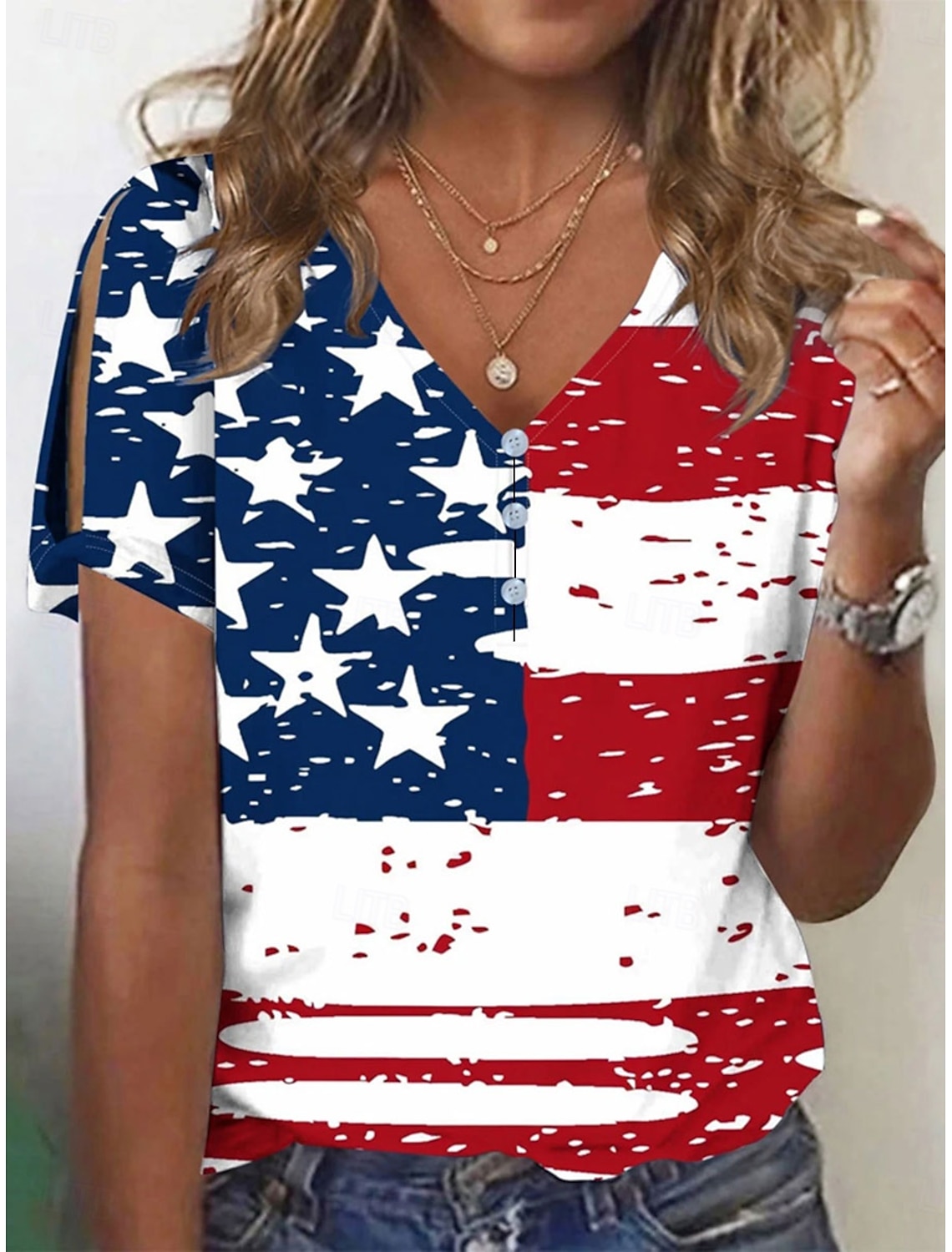 Independence Day Patriotic Women's Zip Up Sweatshirts Geometric Striped Active Fashion Casual Long Sleeve Crew Neck Regular Tops Street Dailywear Zipper Print White Spring Fall Winter