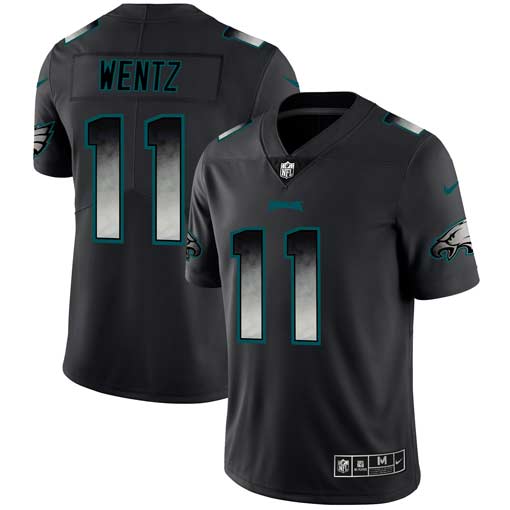 Official NFL s Philadelphia Eagles #11 Carson Wentz Black Smoke Jersey