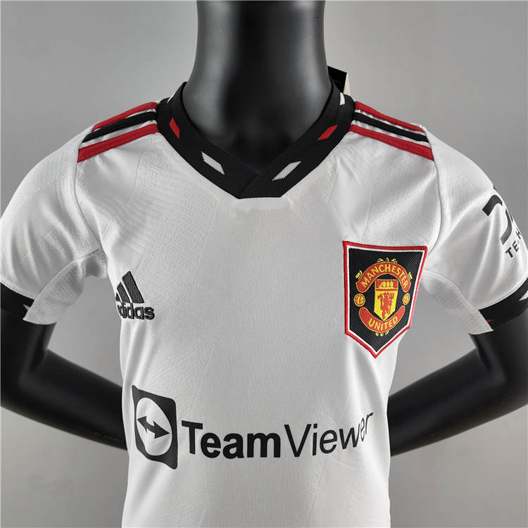 Kids Manchester United 2223 Away White Soccer Kit ShirtShorts -