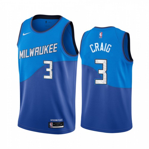 Top-Grade Bucks Torrey Craig #3 2020 City Swingman NBA Jersey Blue -