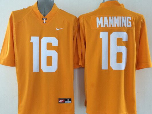 premium Men's None Peyton Manning #16 Orange 2015 Football Jersey