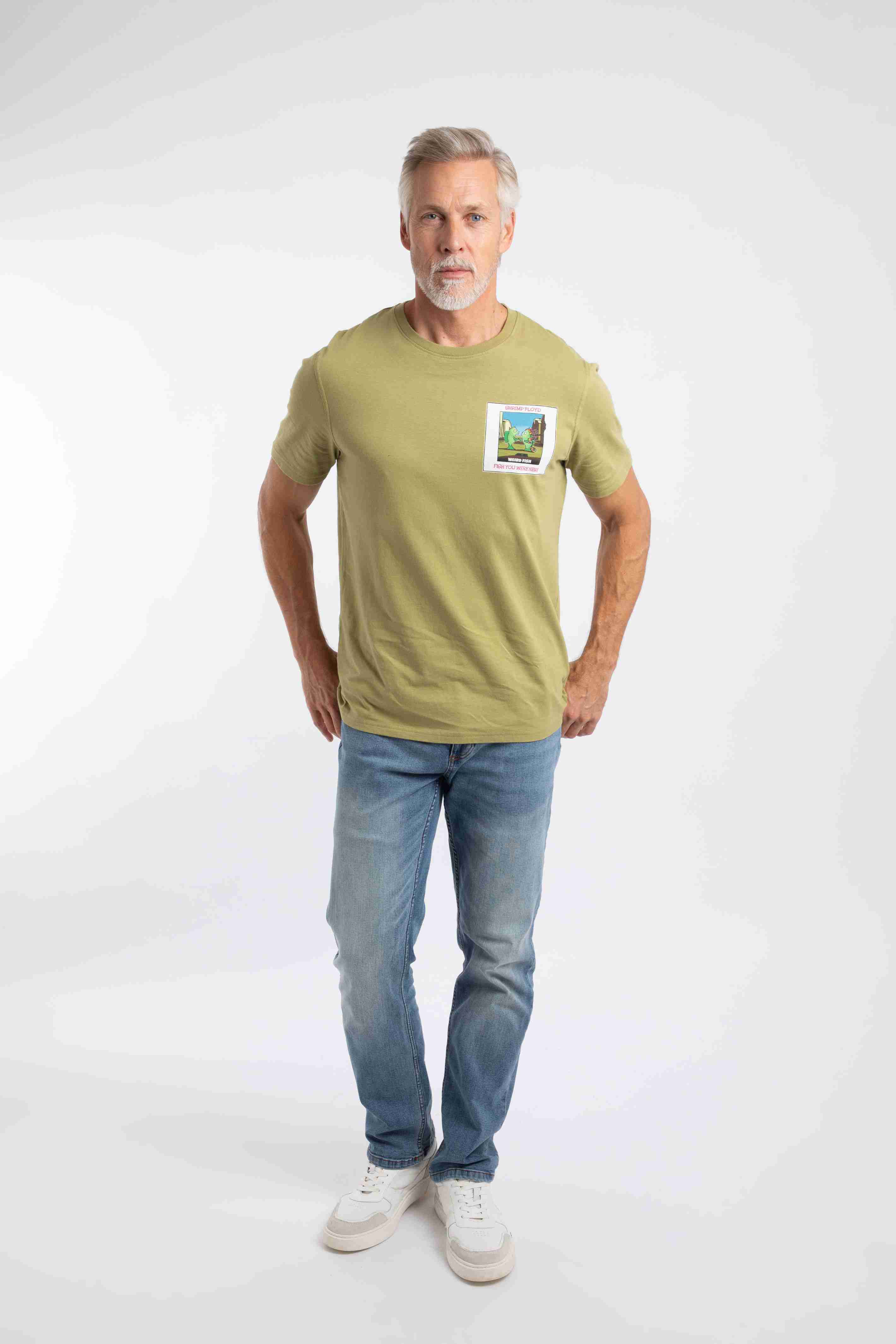 Fish You Were Here Back Print Artist T-Shirt WashedOak