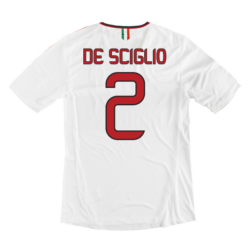 Quick Dry 13-14 AC Milan 2 De Sciglio Away White Soccer Shirt