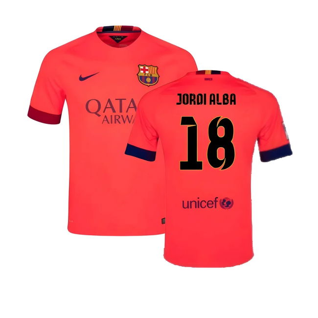 Barcelona 2014-15 Away Shirt ((Excellent) L) (Jordi Alba 18)