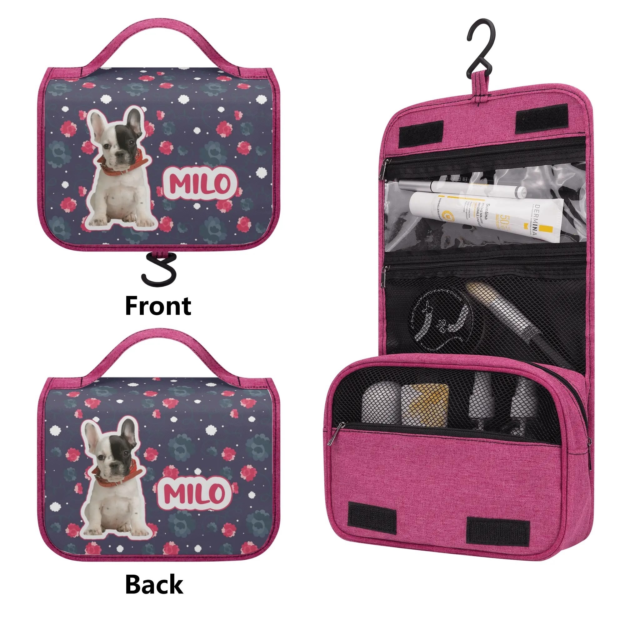 French Bulldog Personalized Cosmetic Travel Bag With Your French