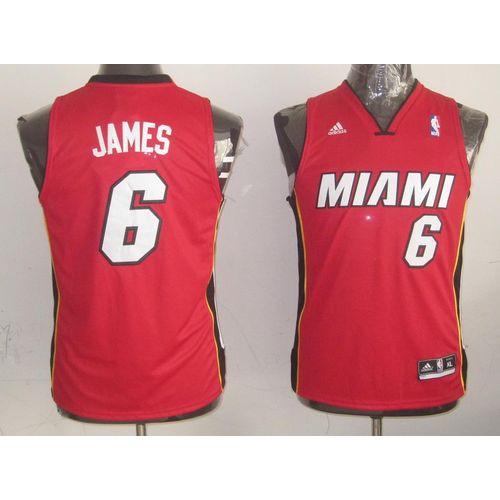 Miami Heat #6 LeBron James Red Stitched Youth NBA Jersey Youth