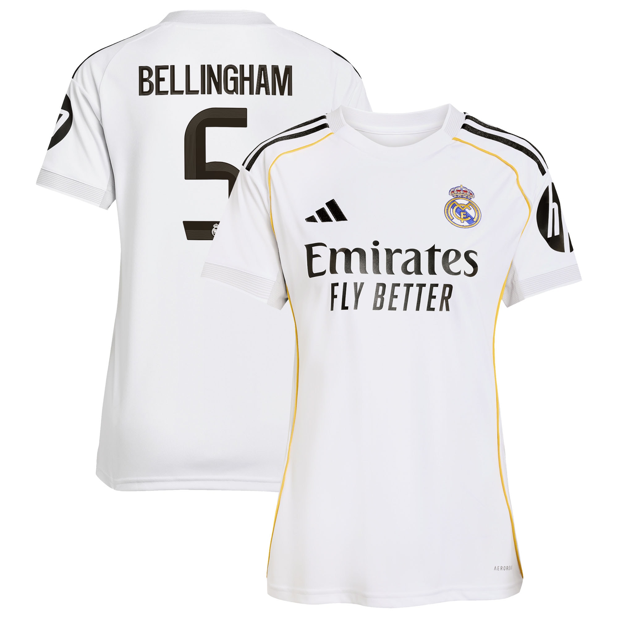 [SJH] Jude Bellingham #5 Real Madrid Women's 2025/26 Home Replica Jersey - White