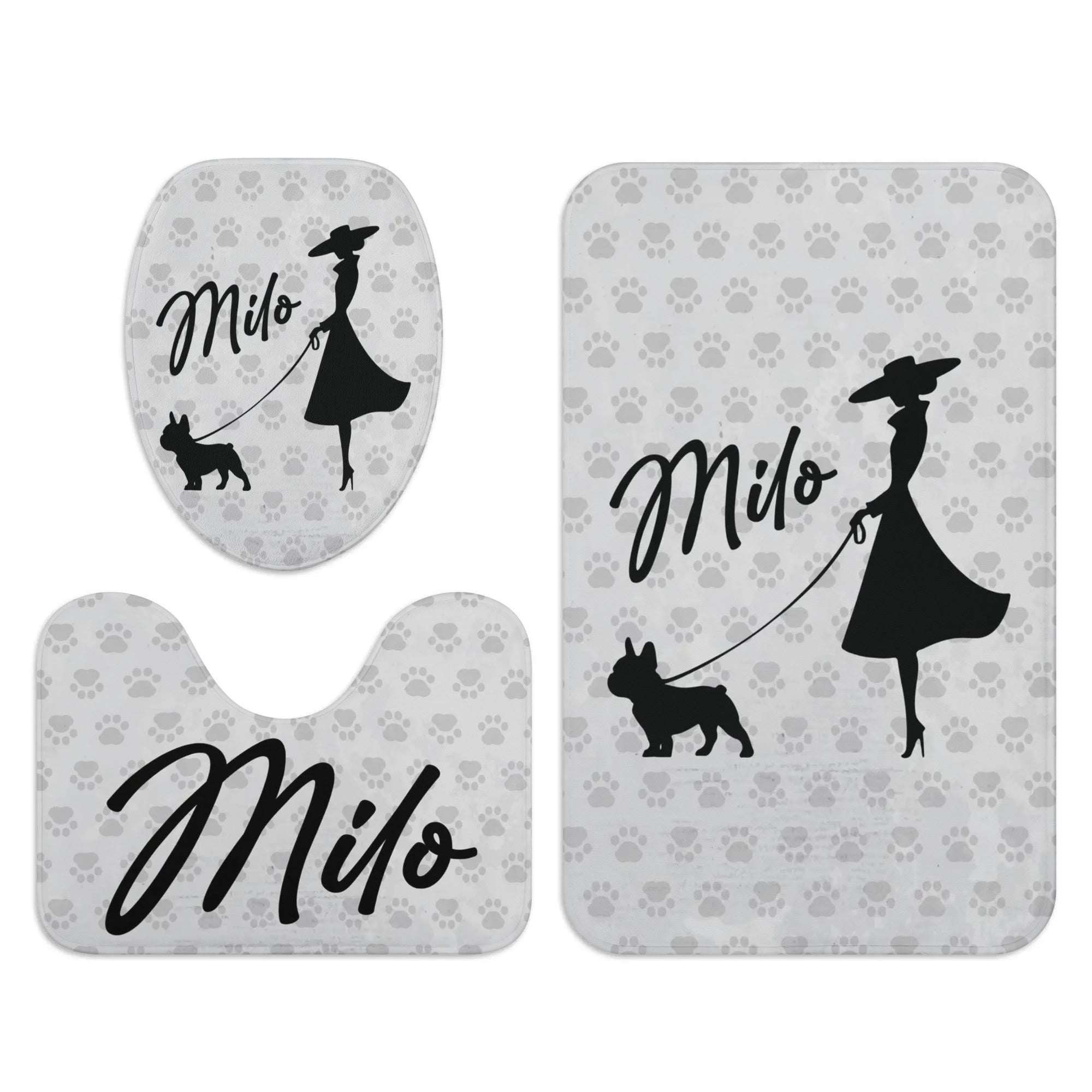 French Bulldog Personalized Bathroom Set With Your Frenchie’s Name Durable Dog Item