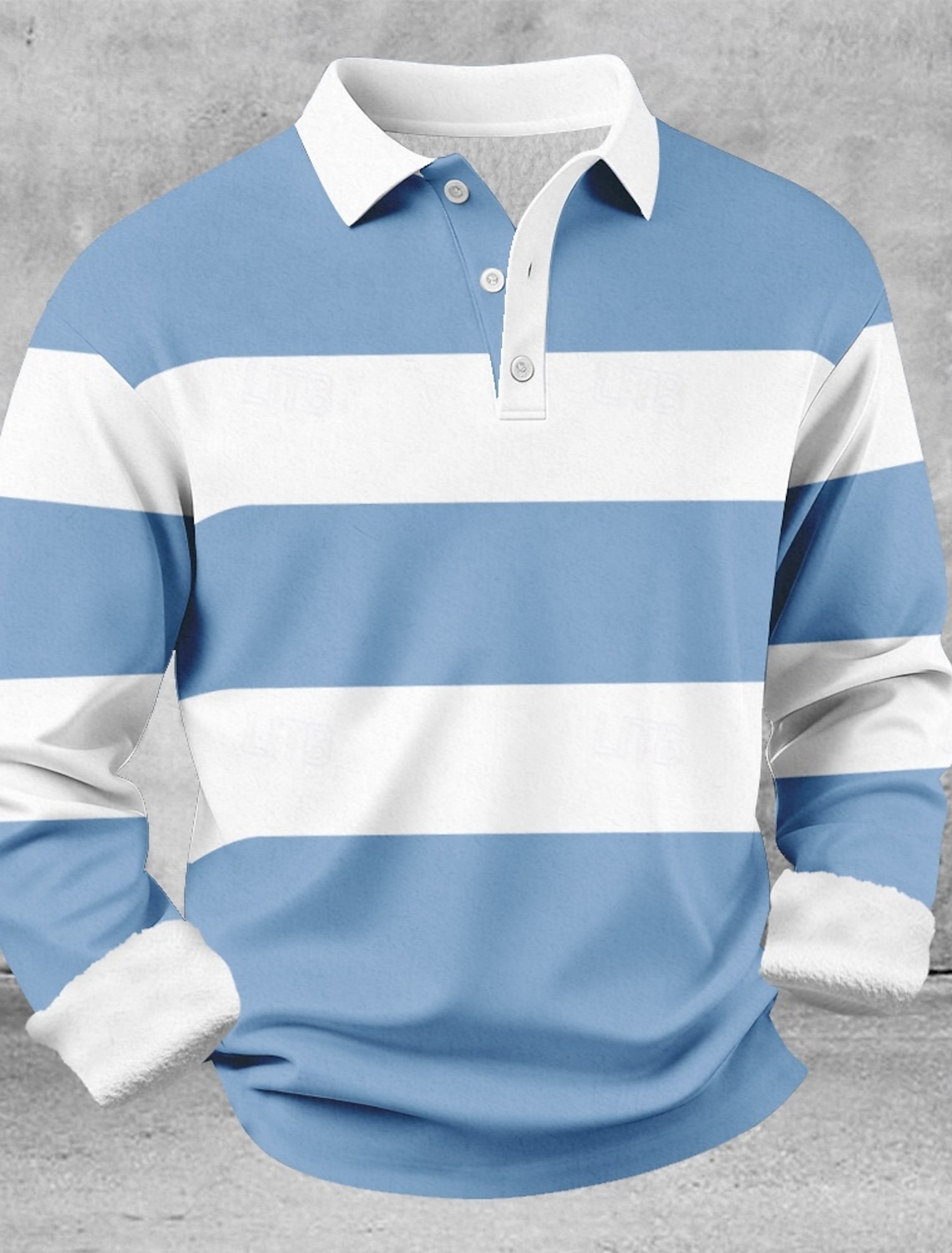 Men's Geometic Horizontal Stripes Polo Shirts Themmal Long Sleeve