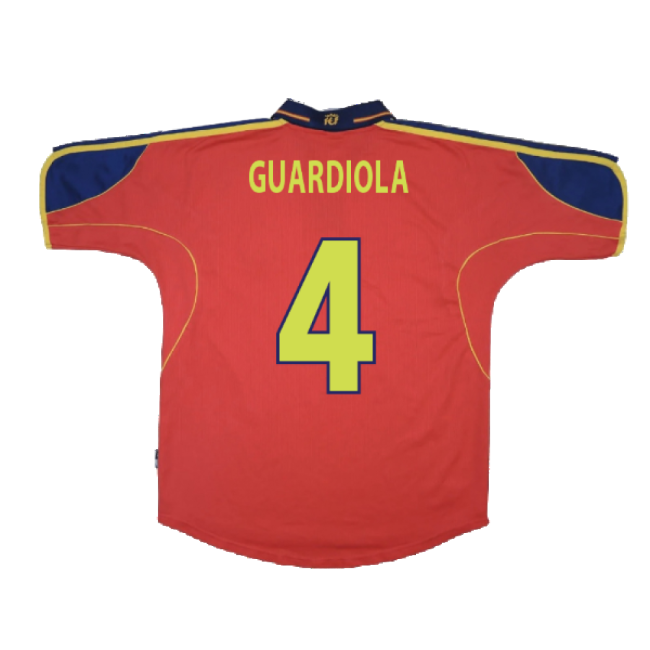Guardiola 4 Genuine Copy Spain Home Fan Jersey for Adults