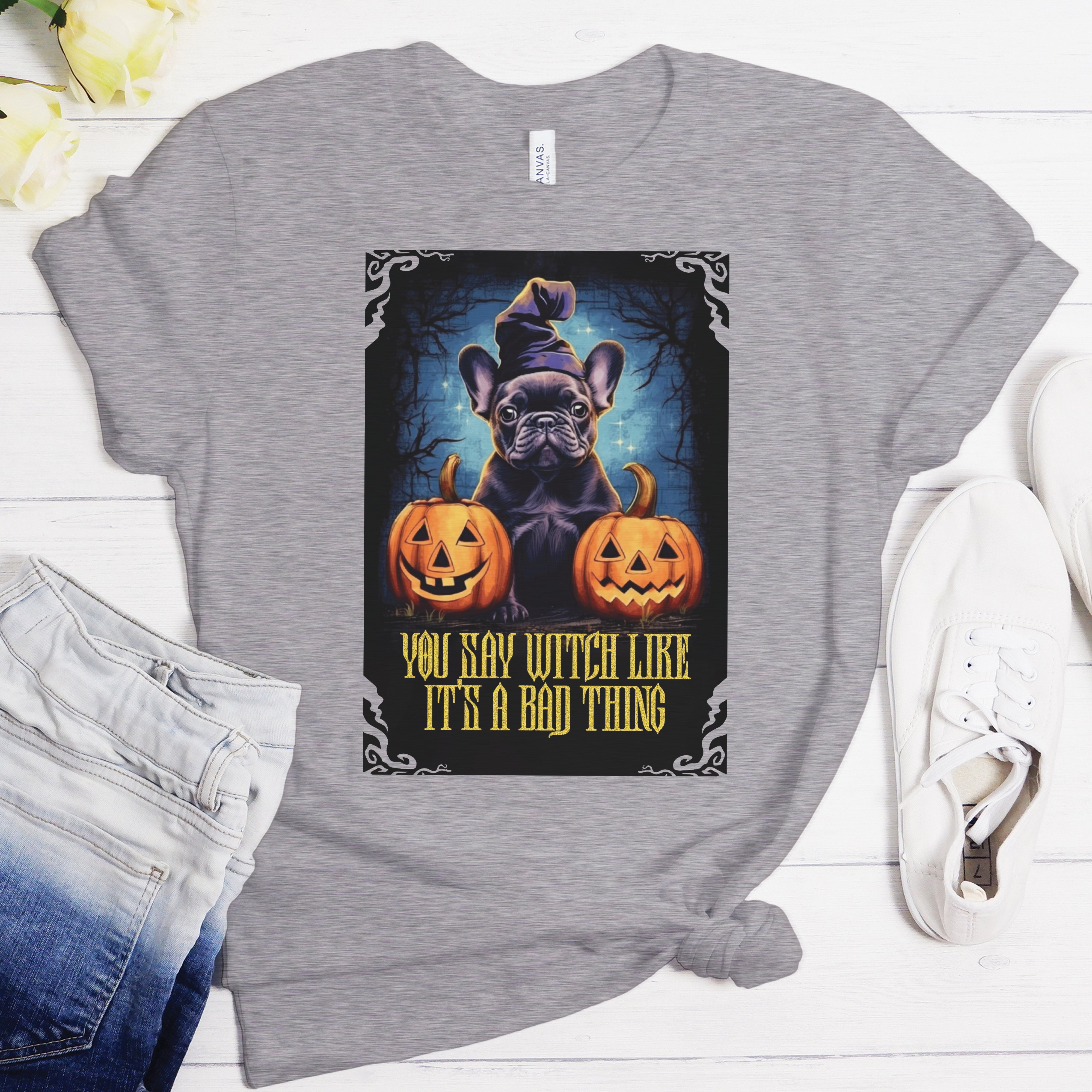 Trendy Durable Frenchie In Halloween - Unisex T-shirt for Casual Outings