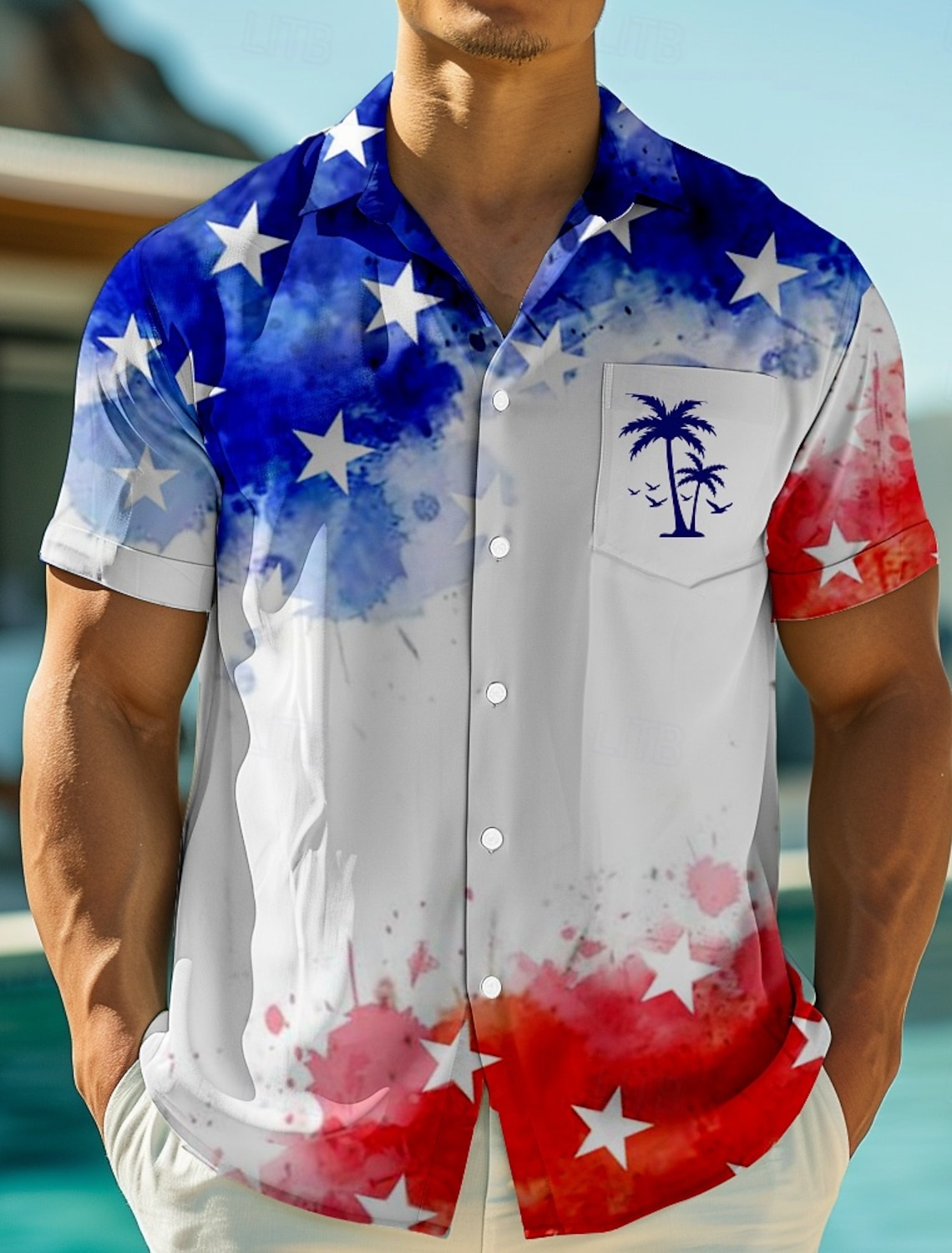 Independence Day Men's 4th of July U.S. 250th Anniversary US Flag Patriotic Shirt Summer Shirt Button Up Shirt Short Sleeve Fashion Casual Outdoor Vacation Dailywear Summer Turndown 3D Print Linen