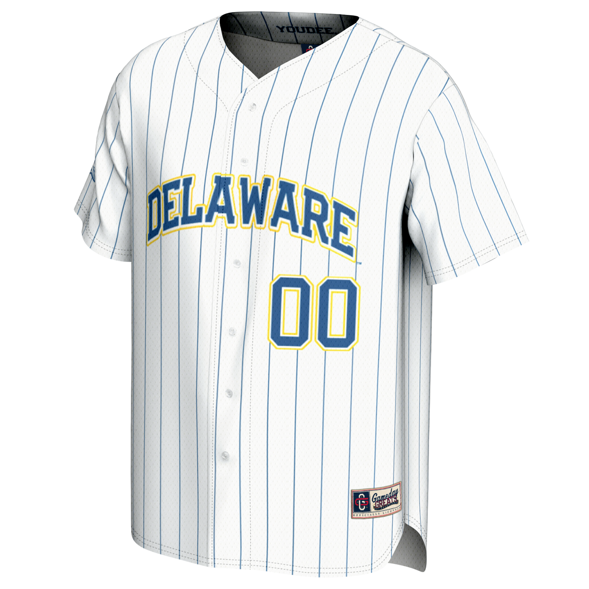 [DDG] Delaware Fightin' Blue Hens GameDay Greats Youth NIL Pick-A-Player Baseball Lightweight Jersey - White