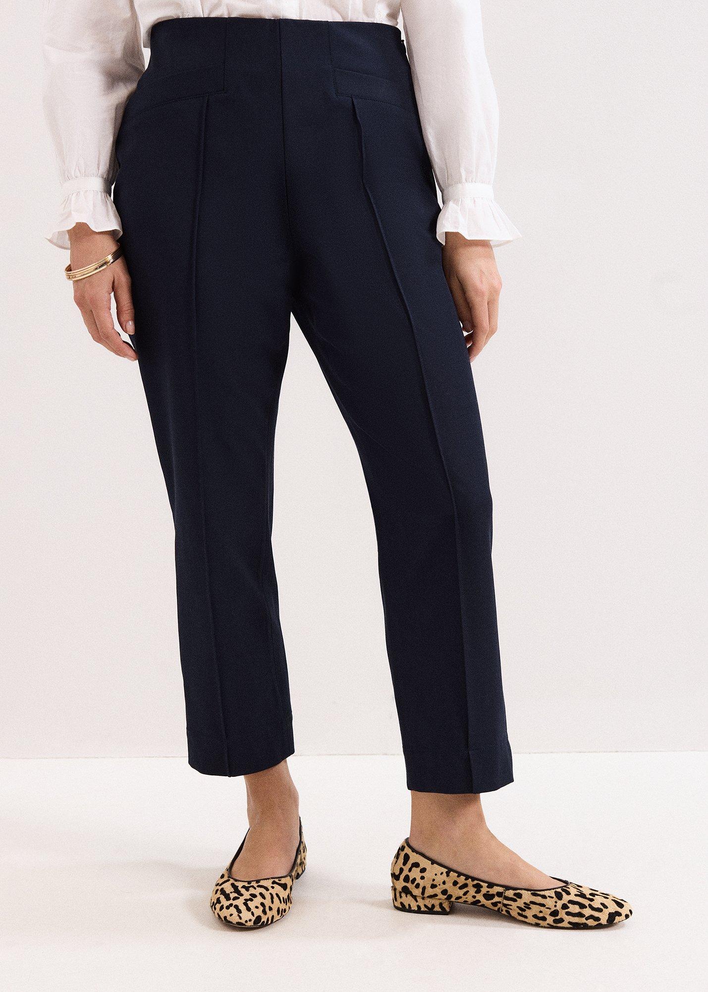 Miah Navy Cropped Slim Trousers