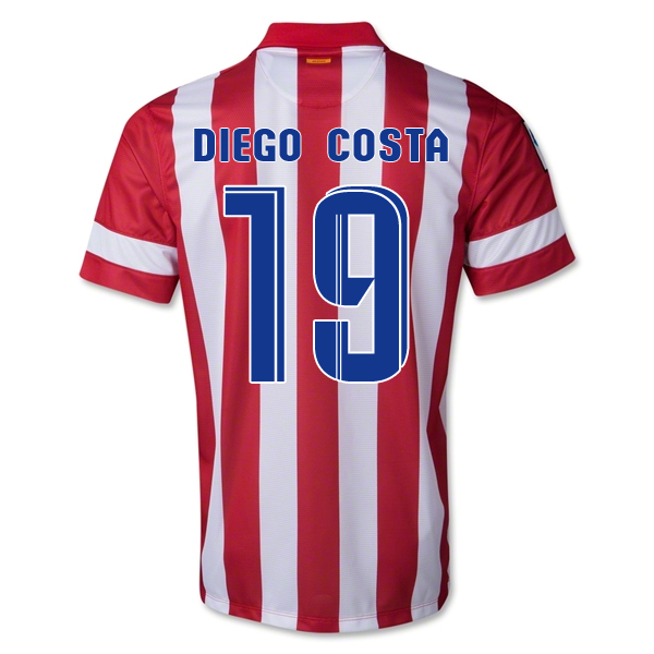 13-14 Atletico Madrid 19 Diego Costa Home Soccer Jersey Shirt -