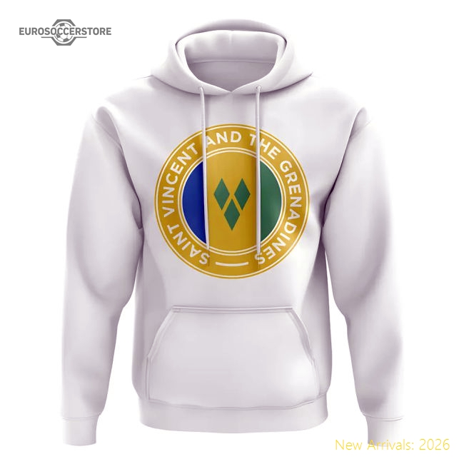 Saint Vincent and The Grenadines Football Badge Hoodie (White)
