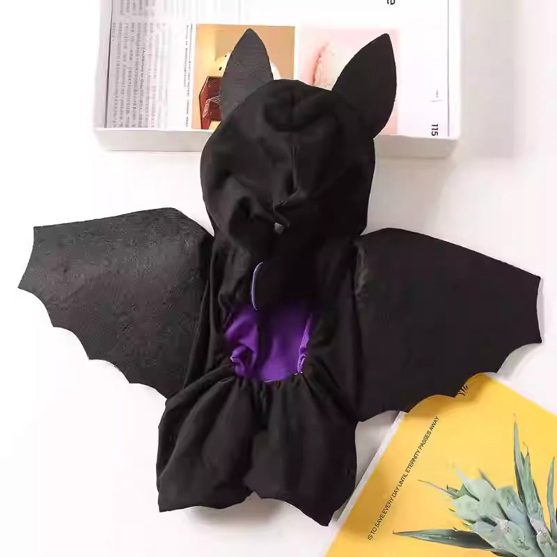 BatSkull Frenchie Skeleton Bat Costume – Funny Halloween Outfit with Wings Hood