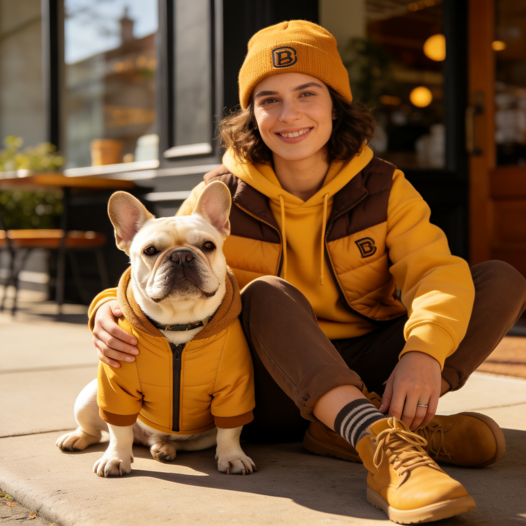 French Bulldog with owner