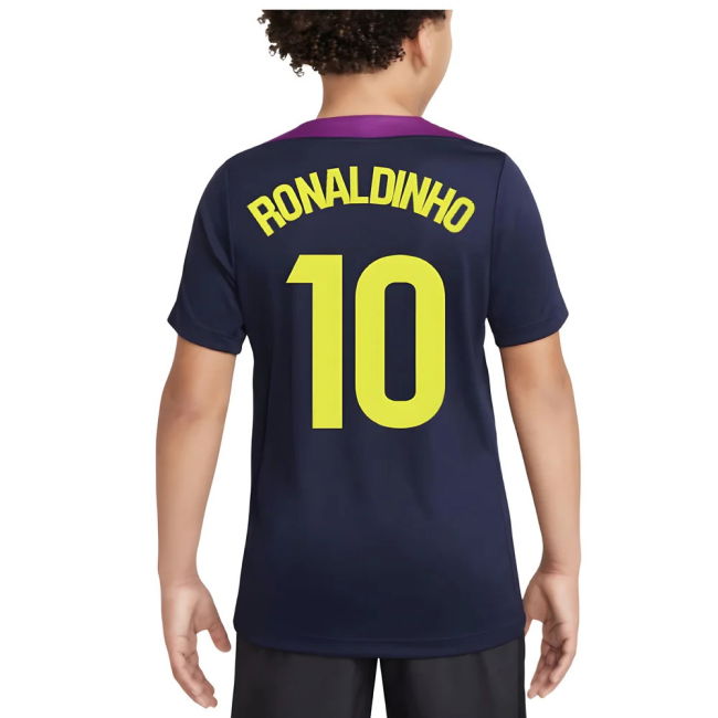 2025-2026 Barcelona Strike Training Shirt (Purple) - Kids (Ronaldinho 10)