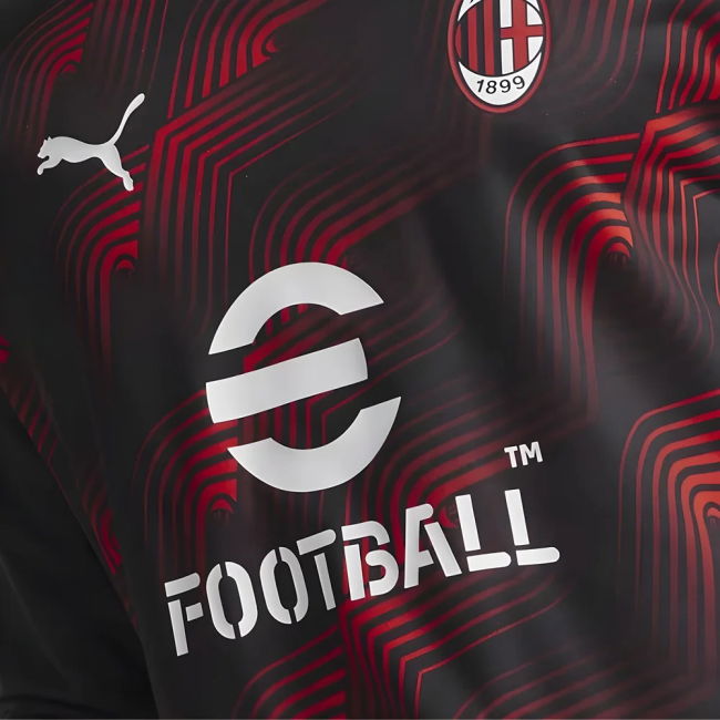 2023-2024 AC Milan Prematch LS Sweat Top (Black)