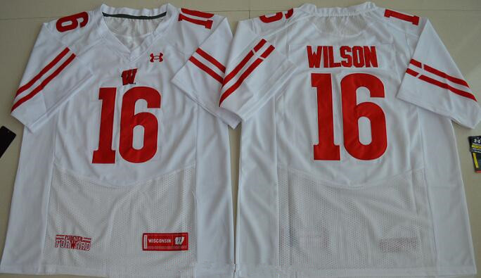 Men's None #16 Russell Wilson White 2016 official game day Jersey