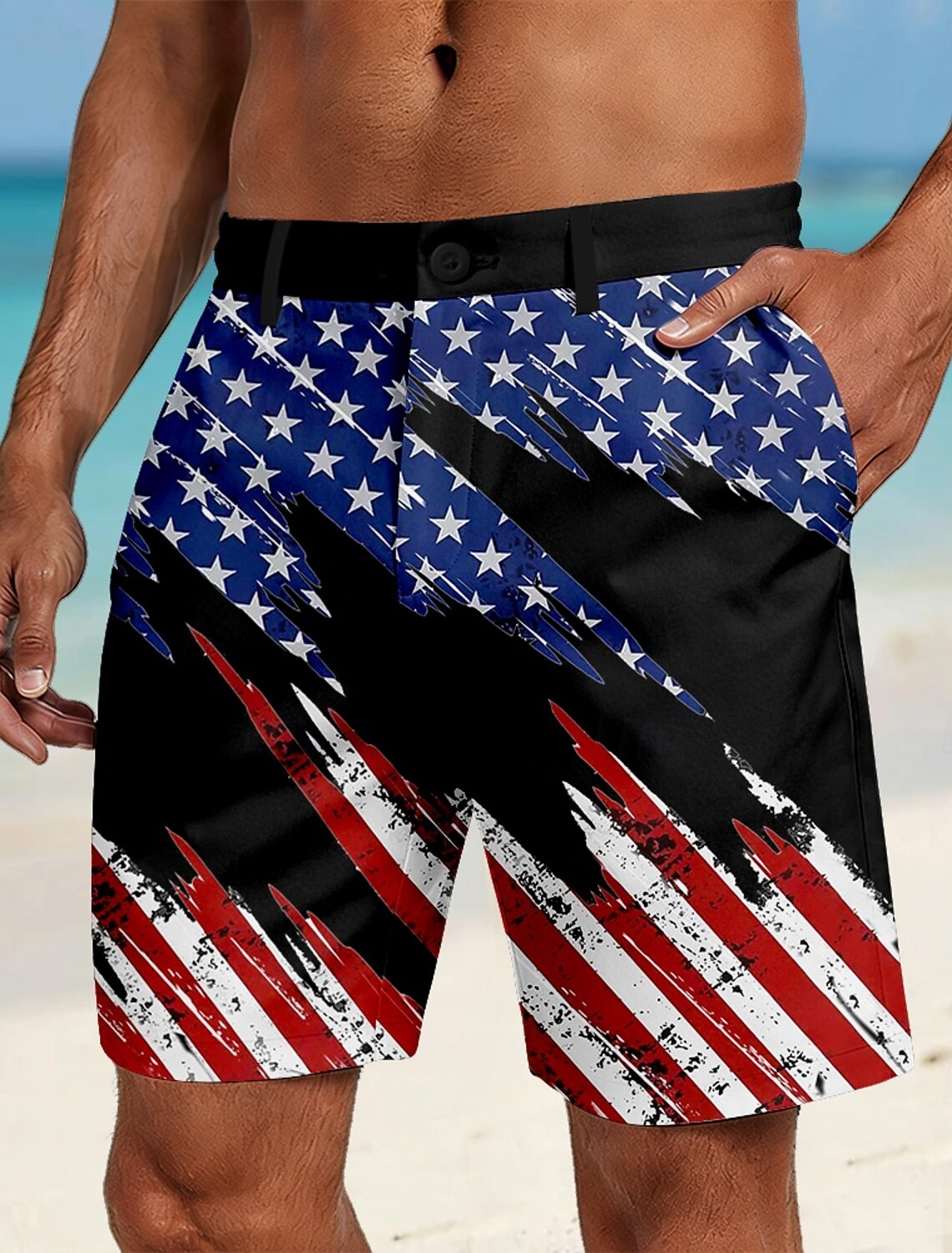 Men's 4th of July U.S. 250th Anniversary American Flag Bermuda shorts Casual Shorts Golf Shorts Mid Waist Patriotic Outdoor Holiday Flat Front Shorts with 4 Pockets Designer Clothing Apparel