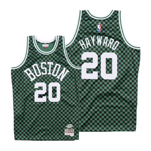 Mitchell & Ness Boston Celtics #20 Gordon Hayward Green Checkerboard HWC Throwback NBA Jersey Mens