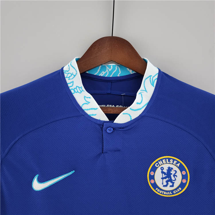 Breathable Chelsea 2223 Home Blue Soccer Jersey Long Sleeve Football