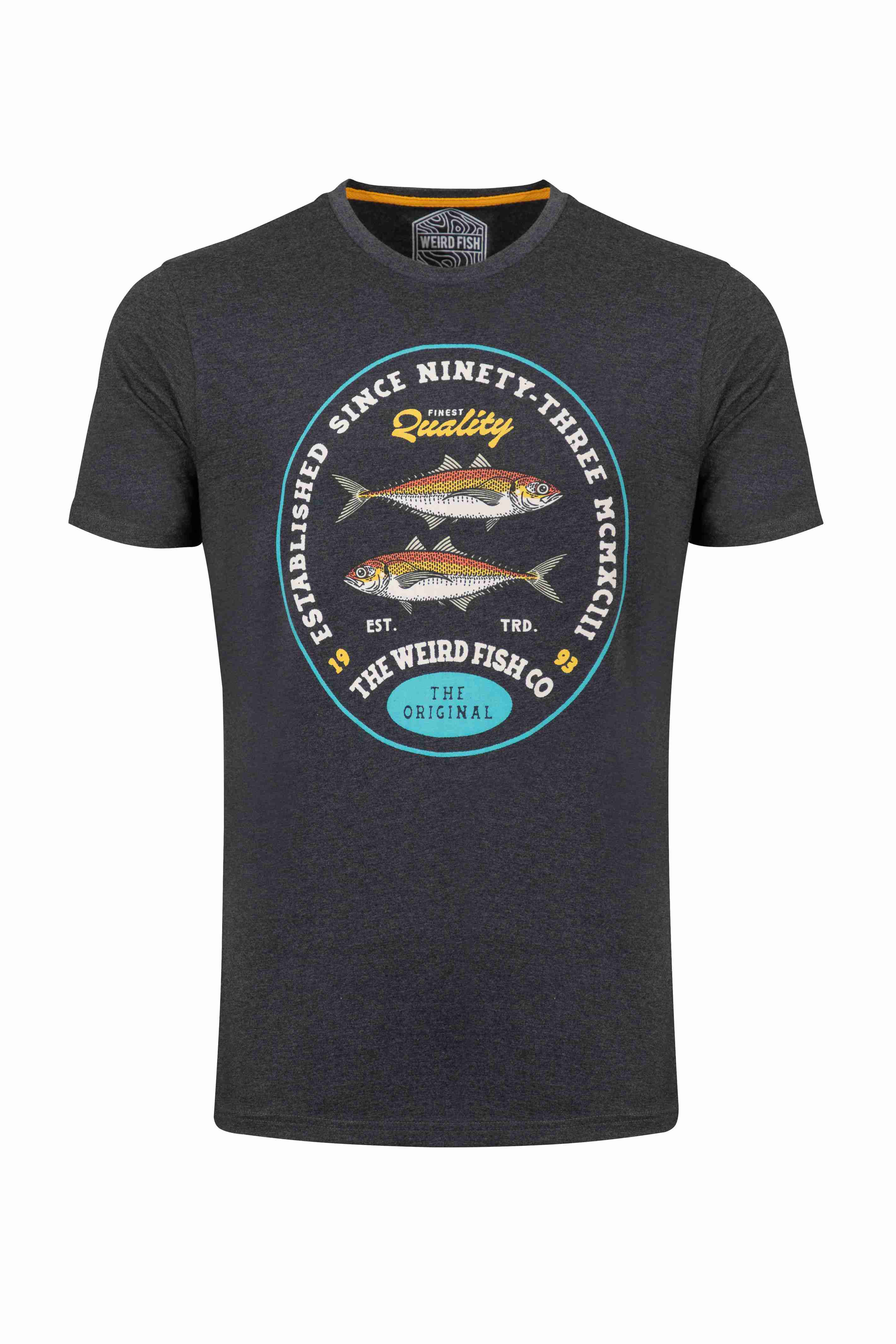 Fish Stamp Front Print Graphic T-Shirt Black