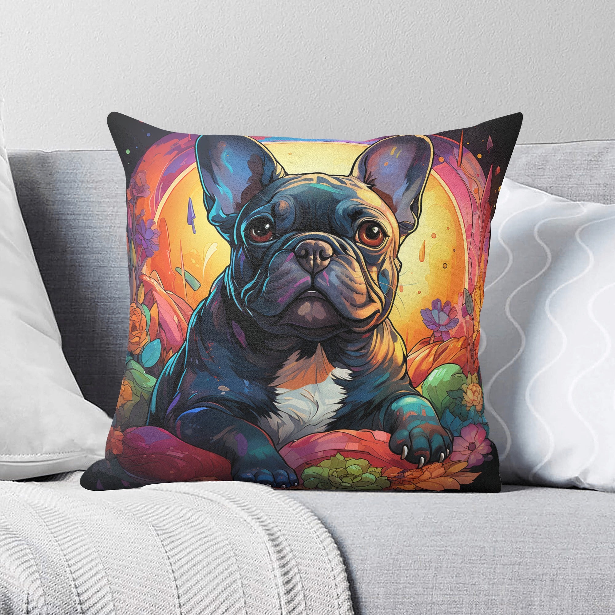 French Bulldog The Flowers Pillow Cover Cute Frenchie Essential