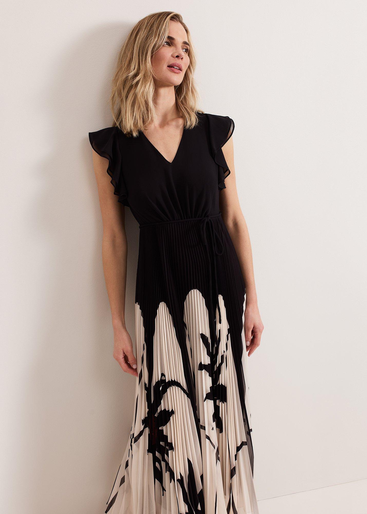 Uma Printed Pleat Maxi Dress
