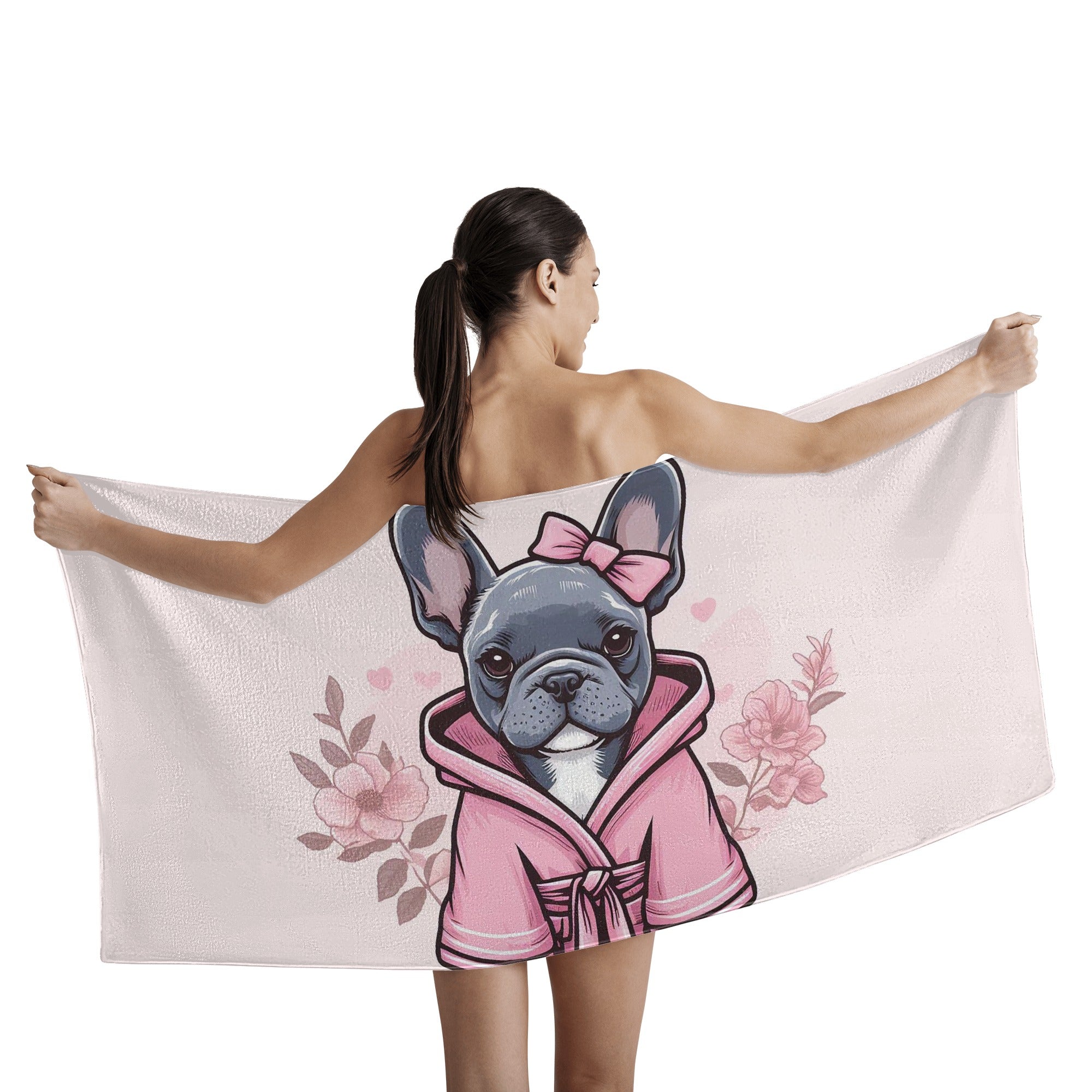 French Bulldog Paisley Bath Towel Cute Frenchie Essential