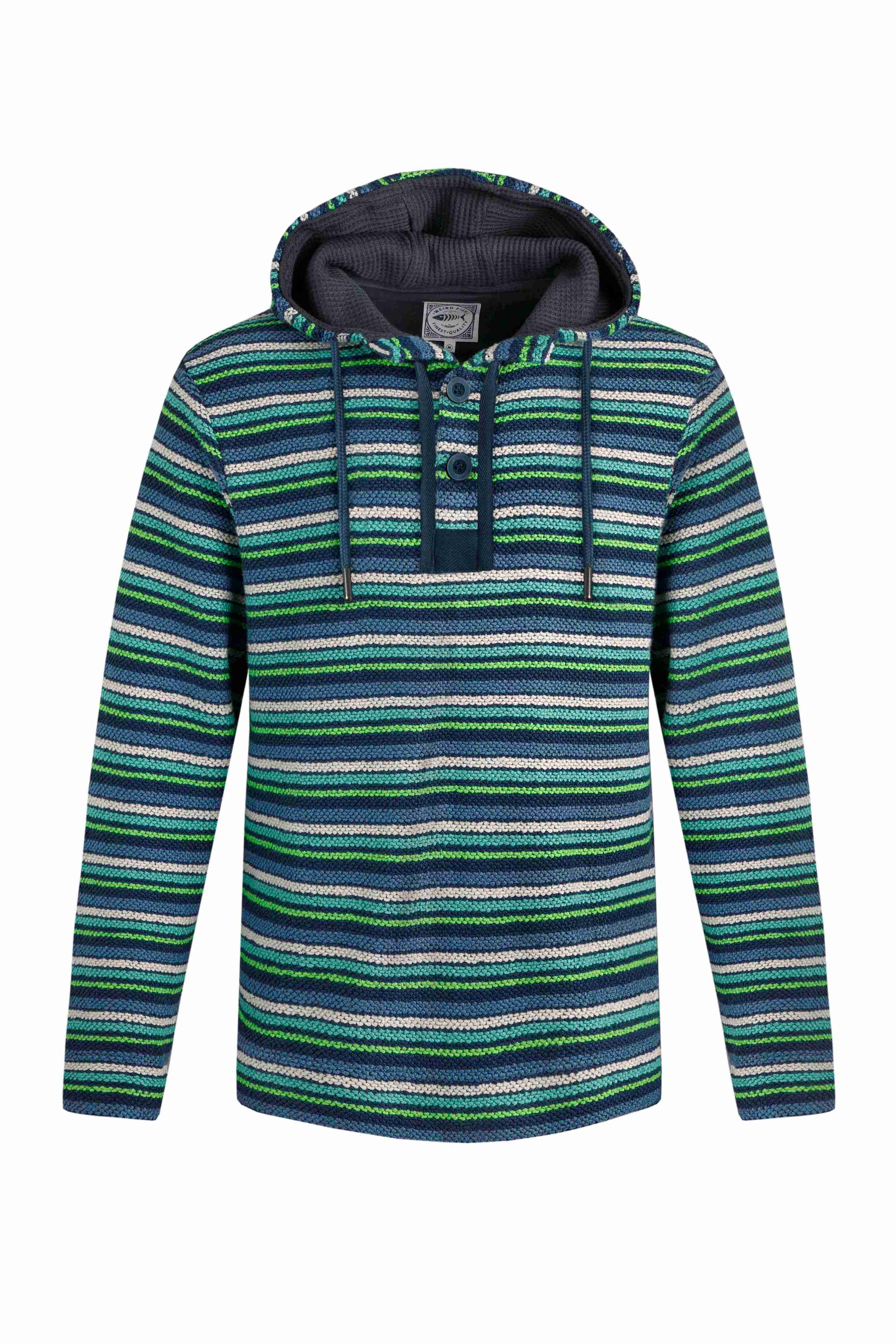 Payson Button Neck Striped Macaroni Hoodie Ensign Blue