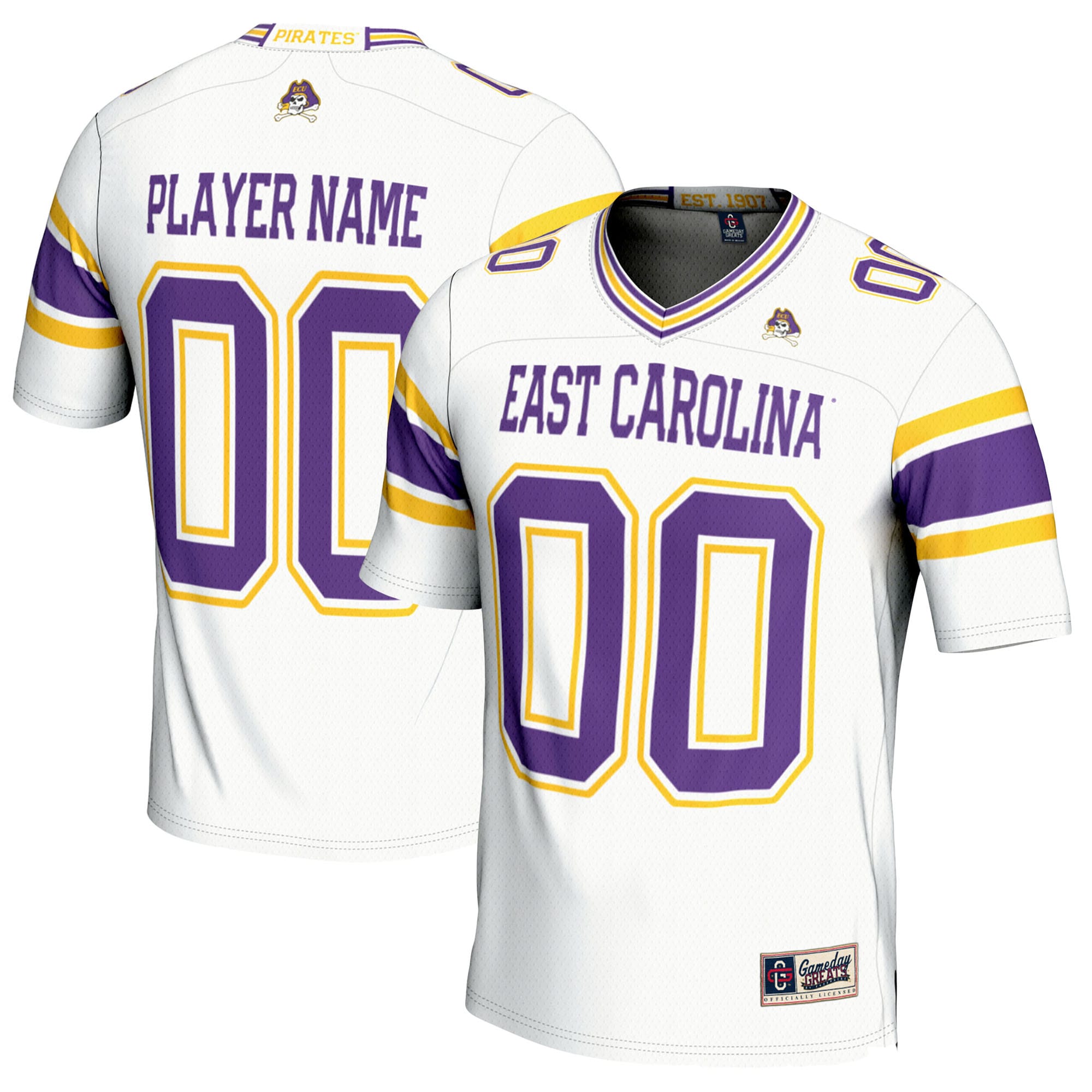 [NJP] Youth ECU Pirates GameDay Greats NIL Pick-A-Player Football Jersey - White