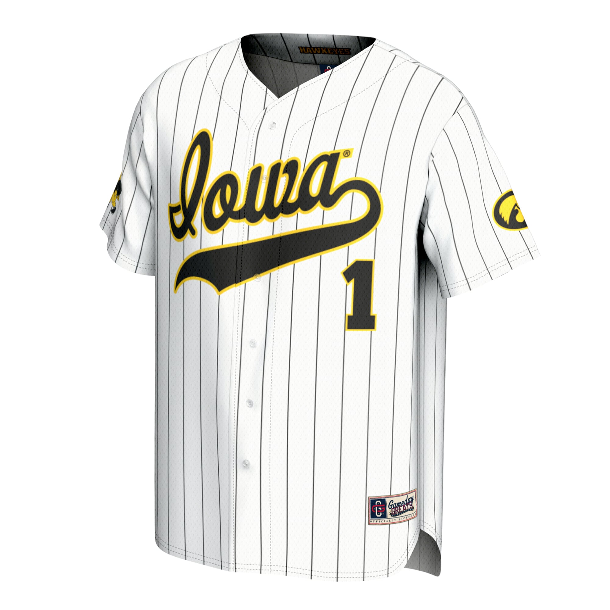 [DDG] Iowa Hawkeyes GameDay Greats Youth Lightweight Collegiate Baseball Fashion Jersey - White