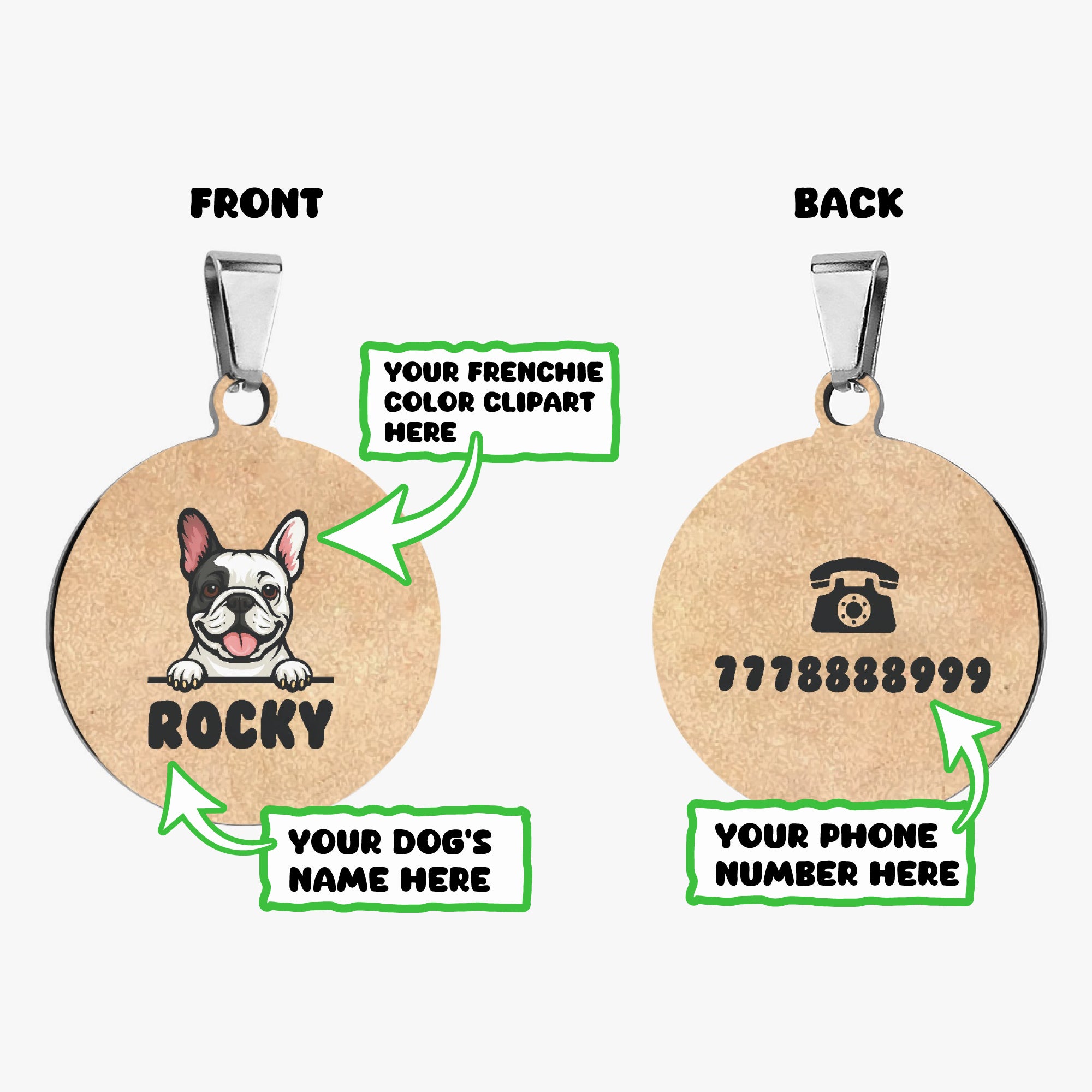 High-Quality Chapo - Custom Double-sided French Bulldog Tag as a Gift